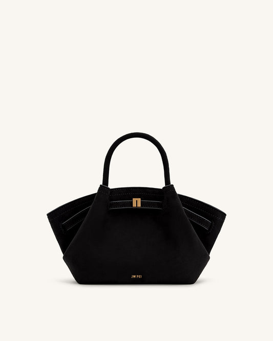 JW PIE Hana Small Faux Suede Tote Bag (Black)