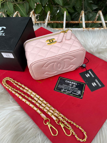 Chanel Lambskin Enamel Quilted Vanity Case