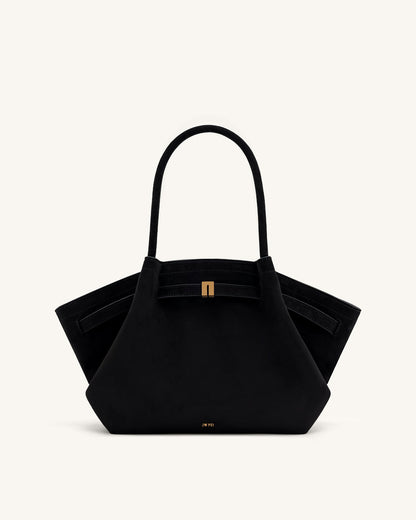 JW PIE Hana Medium Faux Suede Tote Bag Medium (Black)