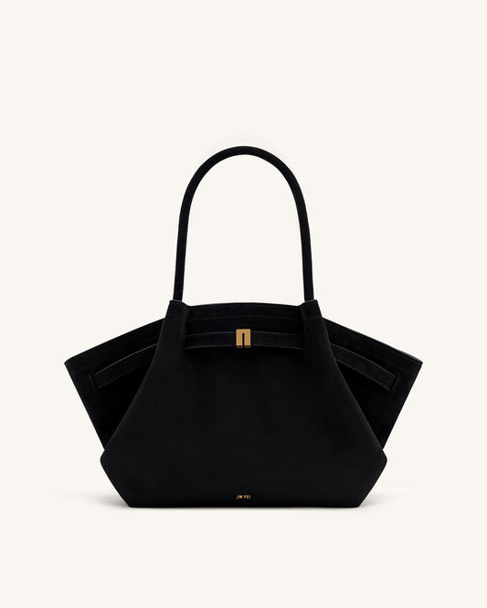 JW PIE Hana Medium Faux Suede Tote Bag Medium (Black)