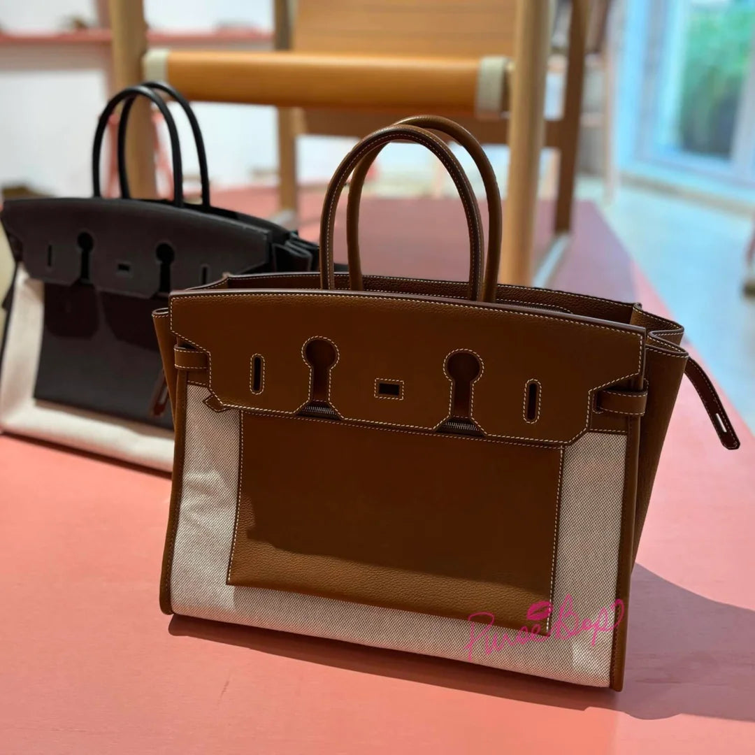 Hermes Fauve Barenia and Toile Swift Birkin 30 Tote