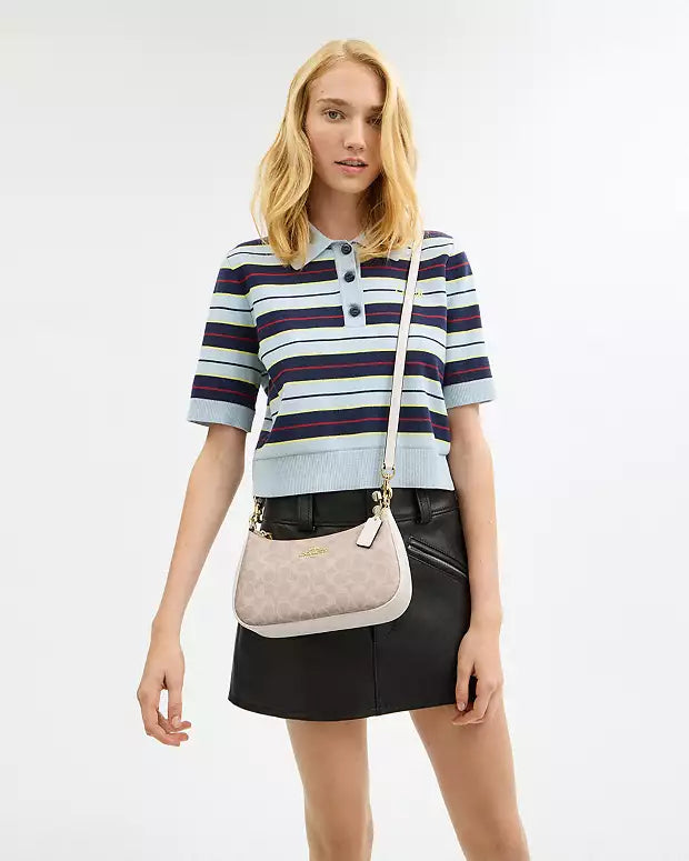 Coach Teri Shoulder Bag Beige Canvas