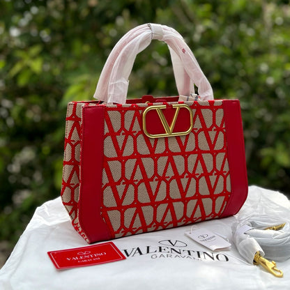 VALENTINO Small V Logo Signature Toile Iconographe Handbag