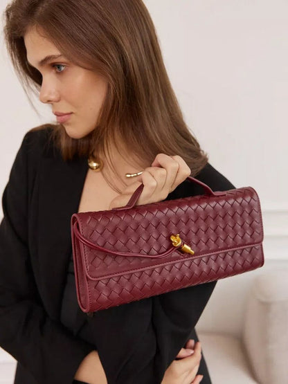 Bottega Venetta Andiamo Clutch Bag (Mahroon)