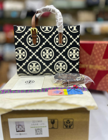 Tory Burch T Monogram Contrast Embossed Tote Bag