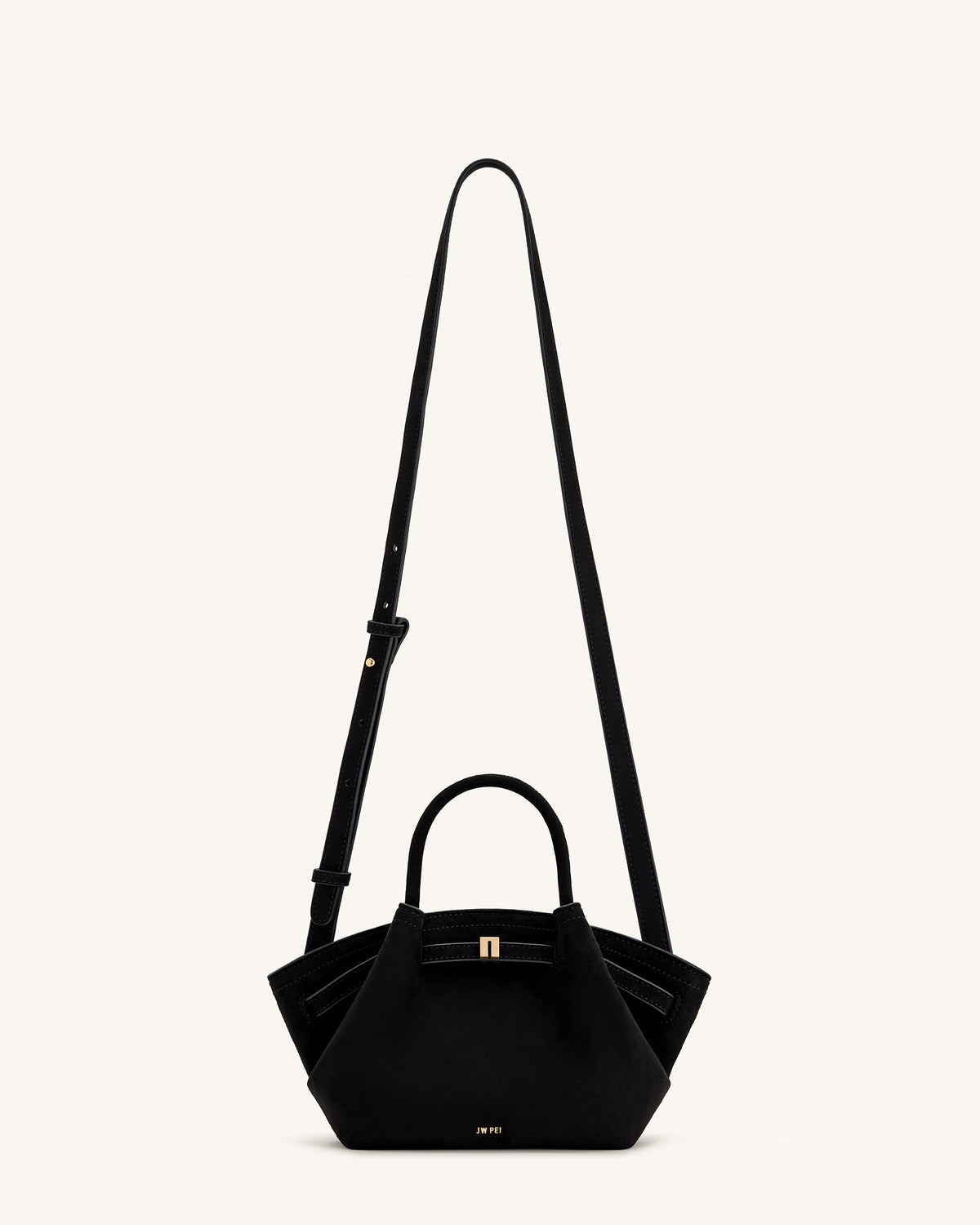 JW PIE Hana Small Faux Suede Tote Bag (Black)