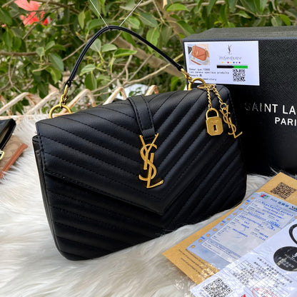 YSL College Chevron-quilted lamb leather Crossbody Bag