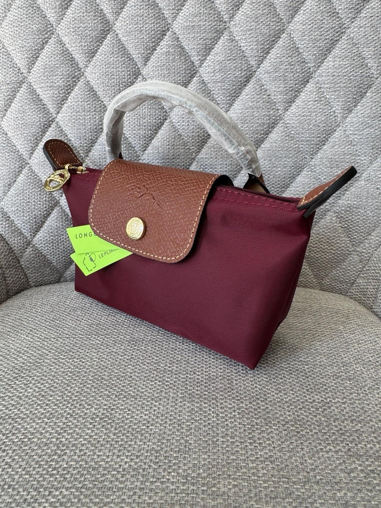 Longchamp Le Pliage Pouch with Handle (Burgundy)