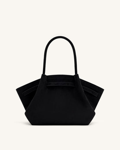 JW PIE Hana Medium Faux Suede Tote Bag Medium (Black)