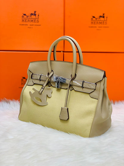 Hermes Fauve Barenia and Toile Swift Birkin 30 Tote