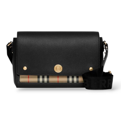 BURBERRY Pebbled Leather Vintage Check Crossbody Bag