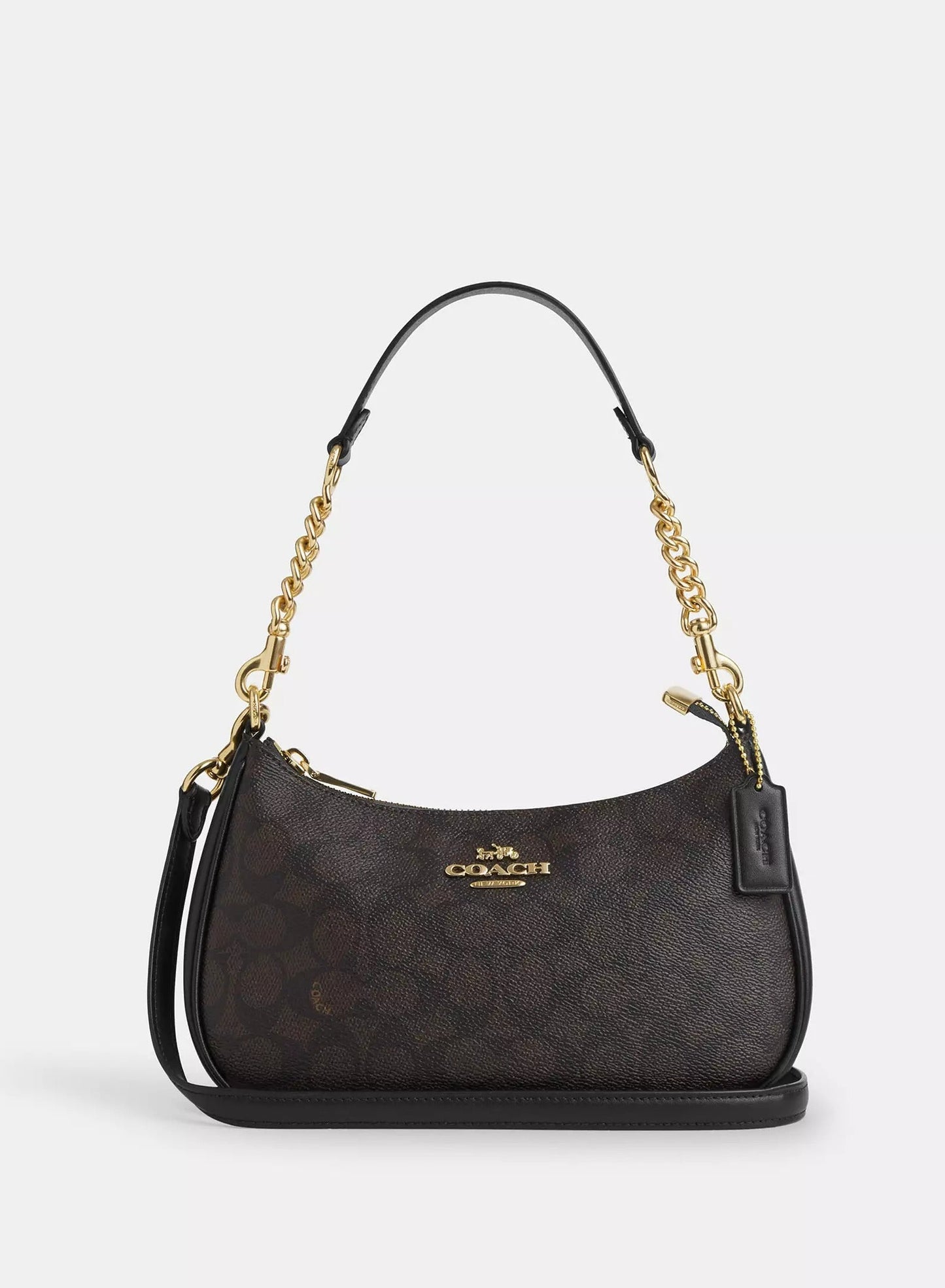 Coach Teri Shoulder Bag Brown Canvas