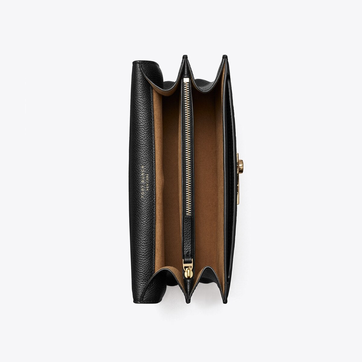Tory Burch T Monogram Pebbled Leather Shoulder Bag (Black)