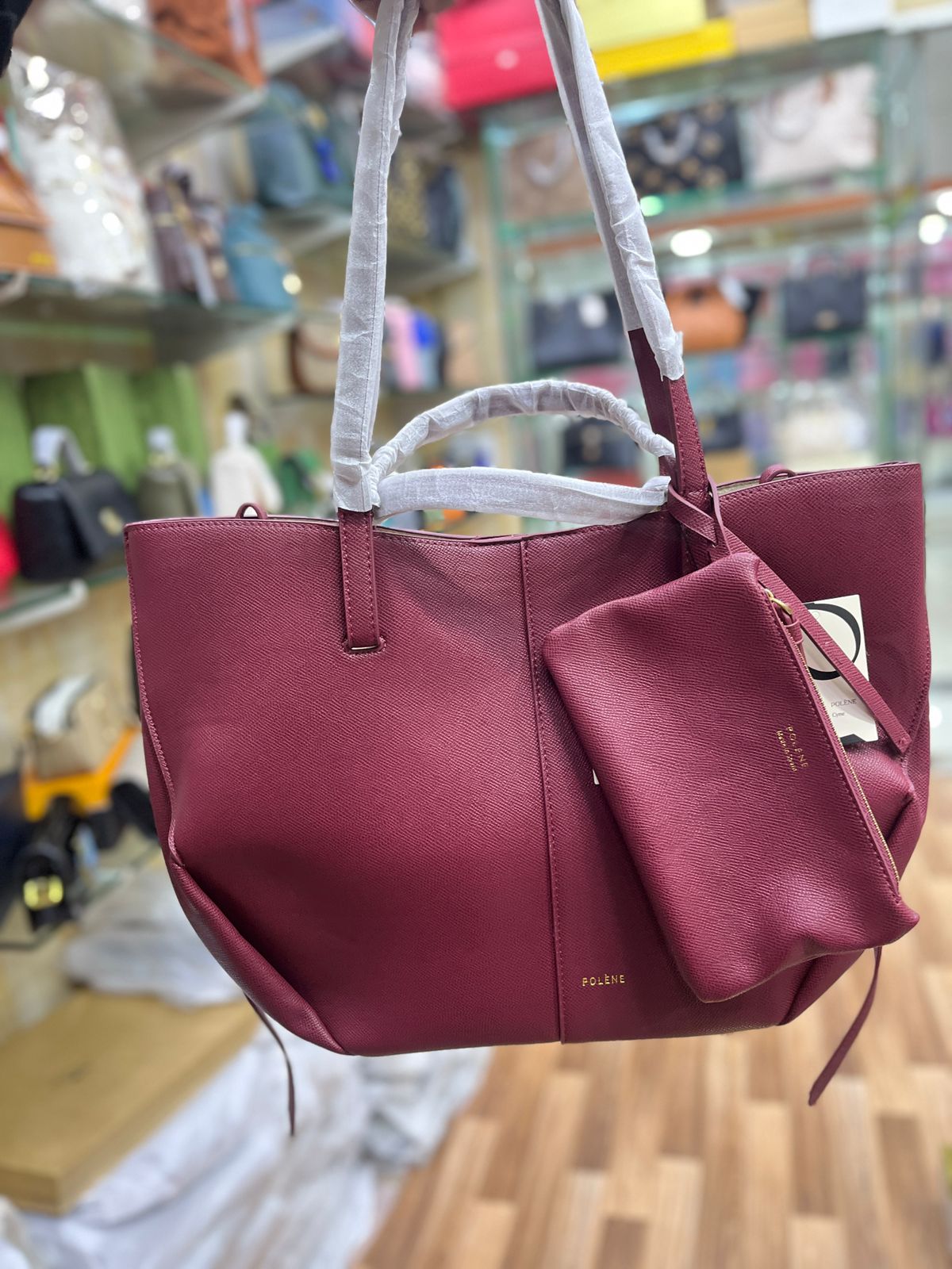 Polene Cyme Shoulder Bag (Maroon)