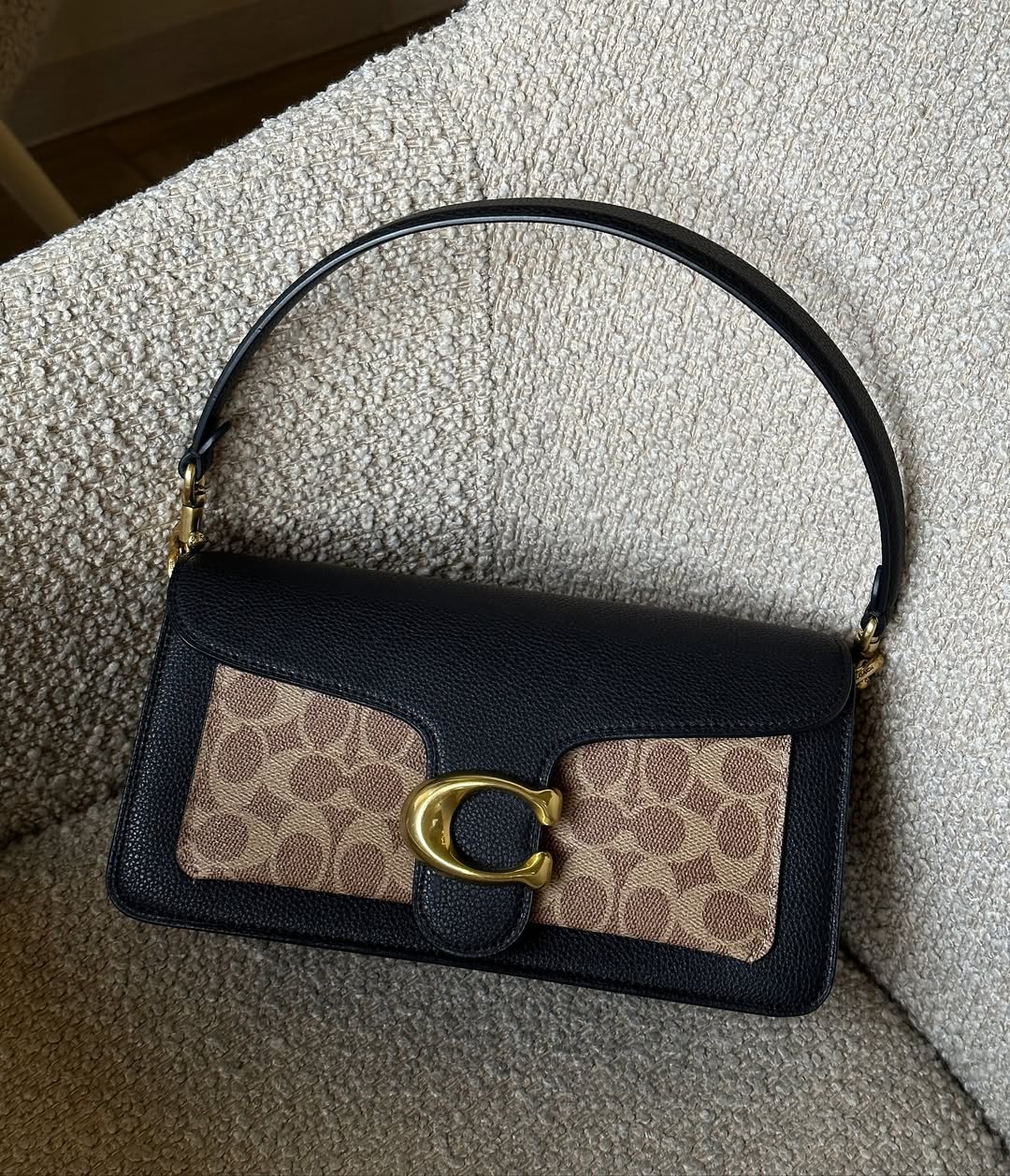 COACH Tabby 26 Black and Beige Canvas Design