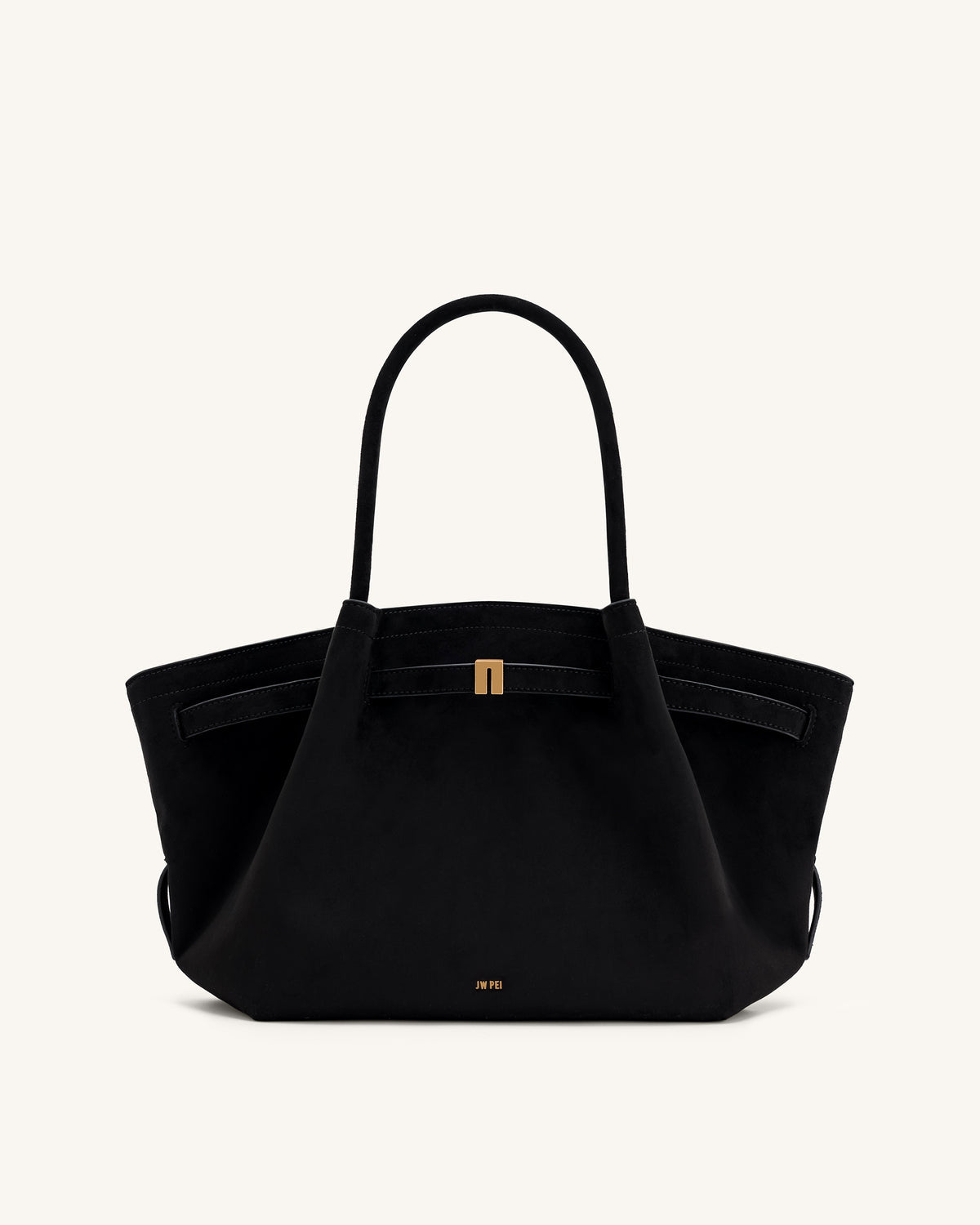 JW PIE Hana Medium Faux Suede Tote Bag Medium (Black)