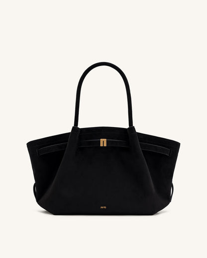 JW PIE Hana Medium Faux Suede Tote Bag Medium (Black)