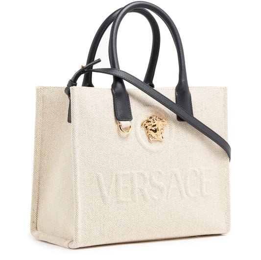 VERSACE La Medusa Canvas Small Tote Bag
