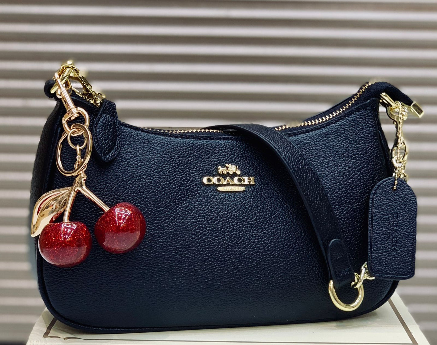 Coach Teri Shoulder Bag In Signature Canvas with Cherry Charm