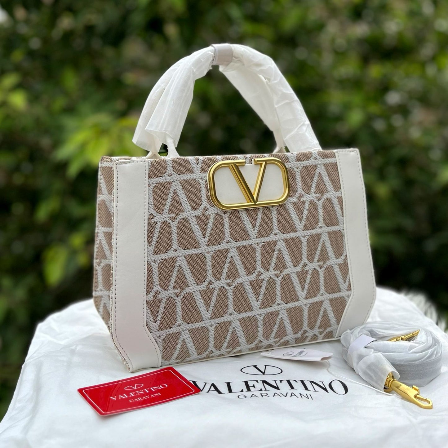 VALENTINO Small V Logo Signature Toile Iconographe Handbag