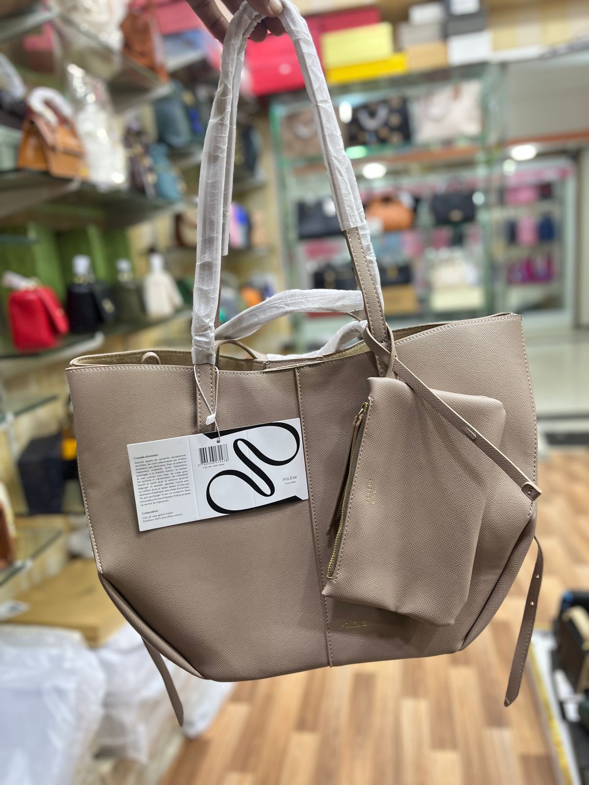 Polene Cyme Shoulder Bag (Beige)