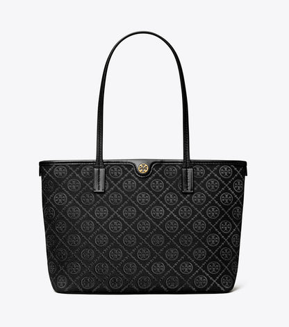 Tory Burch T Monogram Tote Bag (Black)