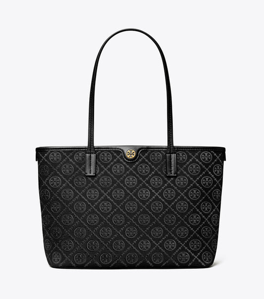 Tory Burch T Monogram Tote Bag (Black)