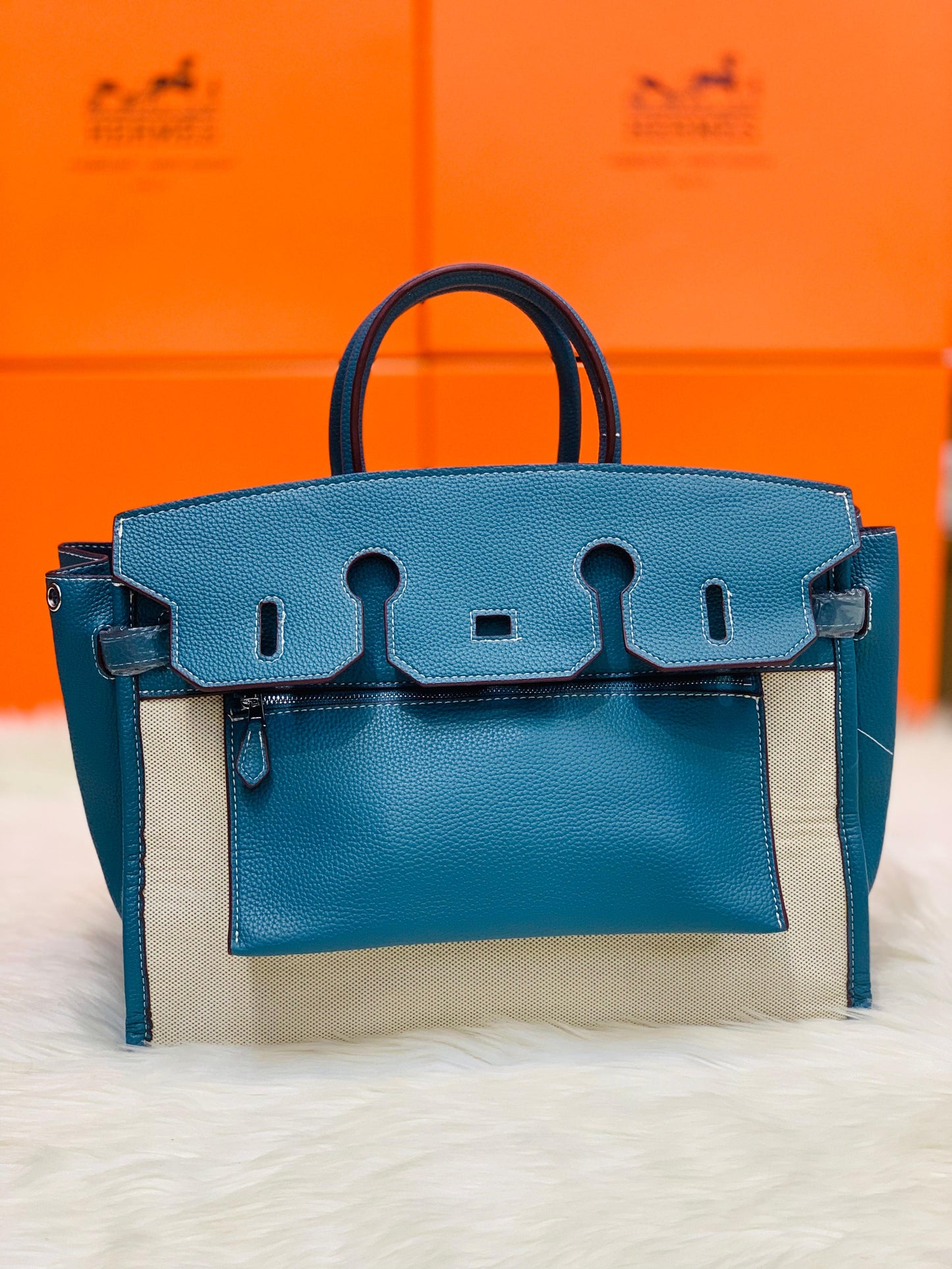 Hermes Fauve Barenia and Toile Swift Birkin 30 Tote