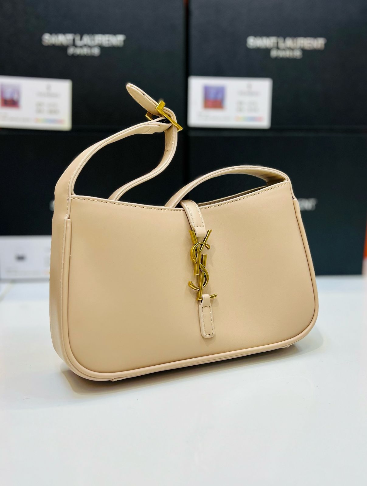 Saint Laurent Hobo Shoulder Bag (Cream)
