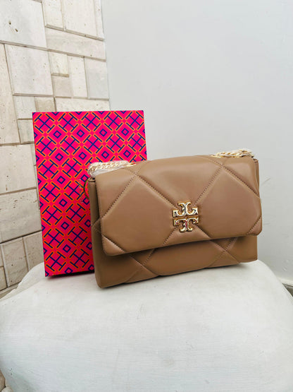 Tory Burch Kira Diamond Quilt Convertible Shoulder Bag (Khaki)