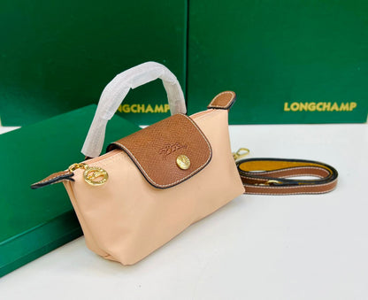 Longchamp Le Pliage Pouch with Handle (Creme)