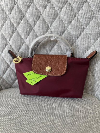 Longchamp Le Pliage Pouch with Handle (Burgundy)