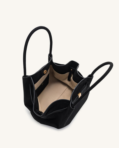 JW PIE Hana Medium Faux Suede Tote Bag Medium (Black)