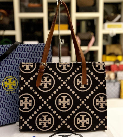Tory Burch T Monogram Contrast Embossed Tote Bag