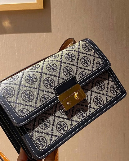 Tory Burch T Monogram Shoulder Bag (Navy)