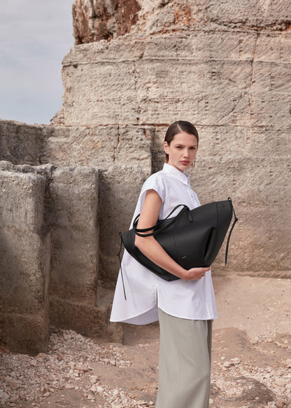 Polene Cyme Shoulder Bag (Black)