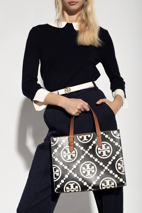 Tory Burch T Monogram Contrast Embossed Tote Bag
