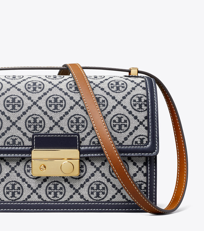 Tory Burch T Monogram Shoulder Bag (Navy)