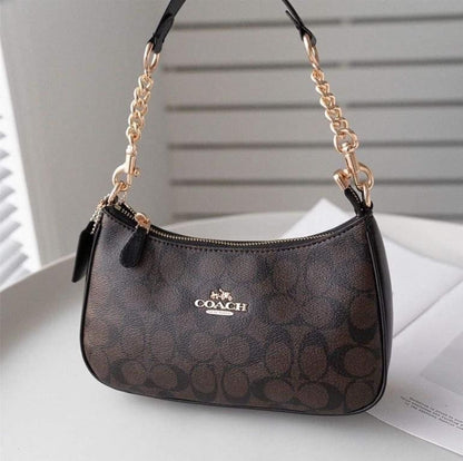 Coach Teri Shoulder Bag Brown Canvas