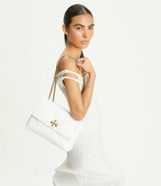 Tory Burch Kira Diamond Quilt Convertible Shoulder Bag (White)