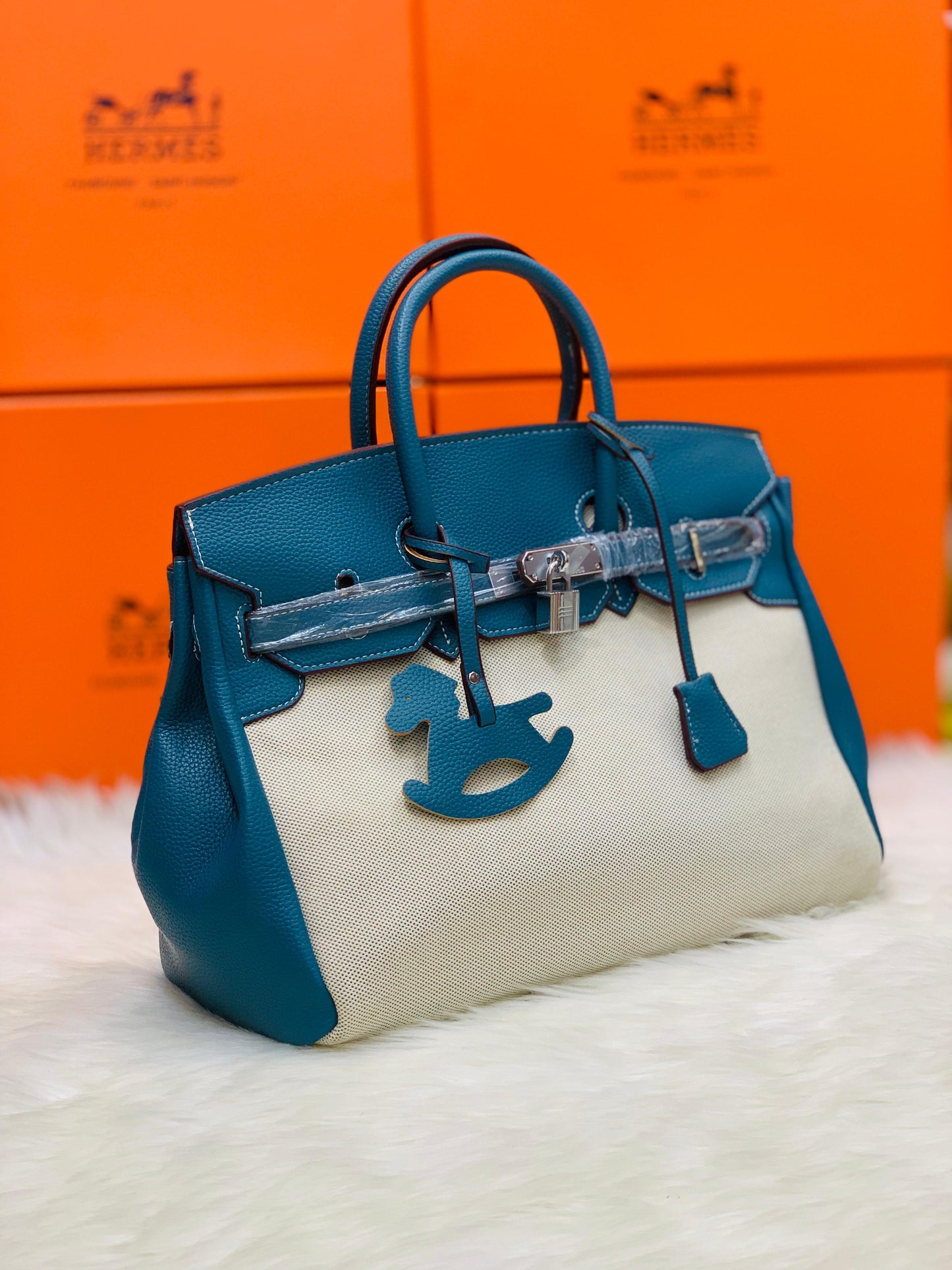 Hermes Fauve Barenia and Toile Swift Birkin 30 Tote