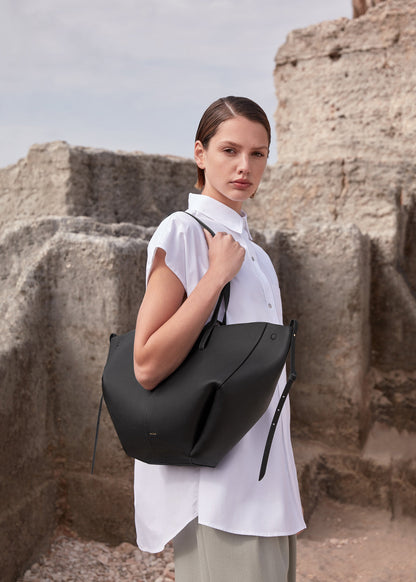 Polene Cyme Shoulder Bag (Black)