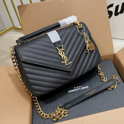 YSL College Chevron-quilted lamb leather Crossbody Bag