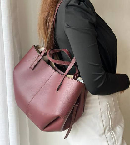 Polene Cyme Shoulder Bag (Maroon)