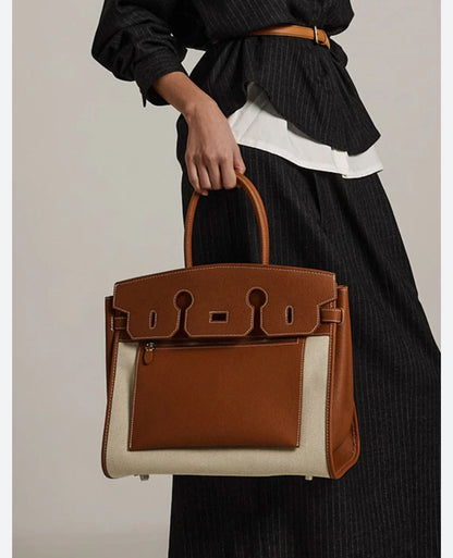 Hermes Fauve Barenia and Toile Swift Birkin 30 Tote