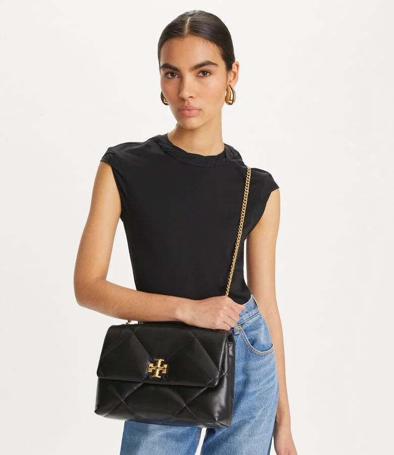 Tory Burch Kira Diamond Quilt Convertible Shoulder Bag (Black)