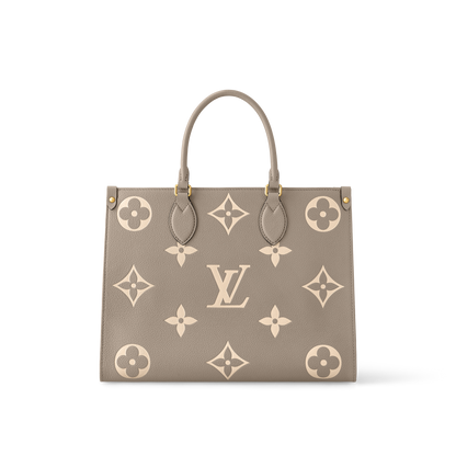 Louis Vuitton OnTheGo MM Large Tote Bag Monogram Emperinte (Beige)