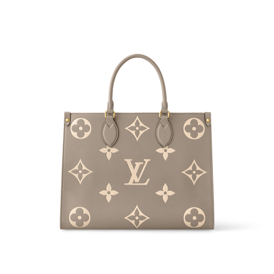 Louis Vuitton OnTheGo MM Large Tote Bag Monogram Emperinte (Beige)