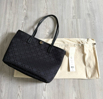 Tory Burch T Monogram Tote Bag (Black)