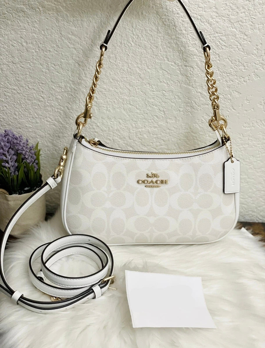 Coach Teri Shoulder Bag White Canvas